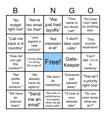 SDR Objection Bingo Card