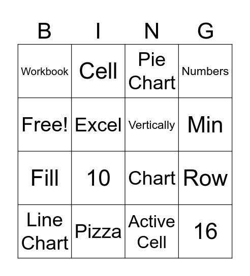 Spreadsheet Bingo Card