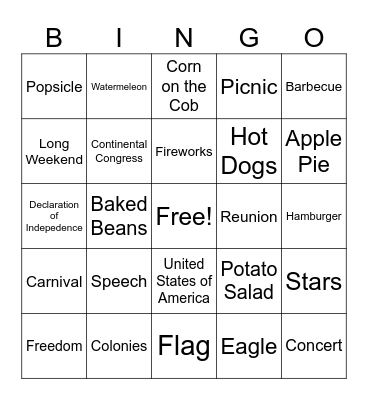 Cardio July Bingo Card