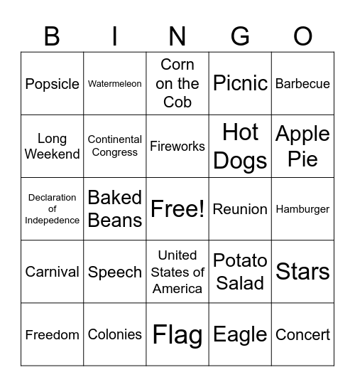 Cardio July Bingo Card