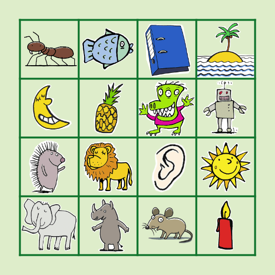 Anlaut Bingo L I M A E O U N F S R K Bingo Card