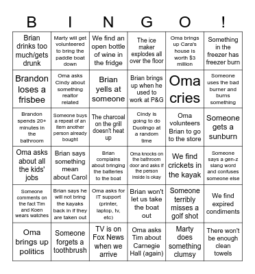 4th of July Lake House 2025 Bingo Card