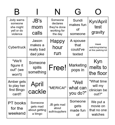 Fourth of July Bingo Card