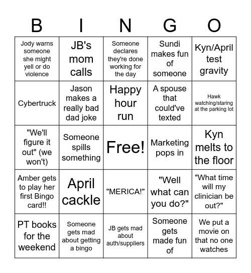 Fourth of July Bingo Card