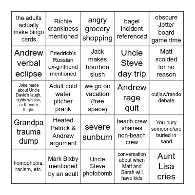 2025 Vacation Bingo Card