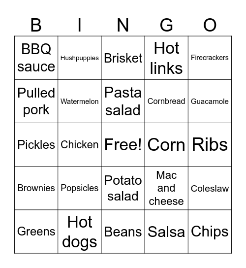 Summer BBQ 2025 Bingo Card