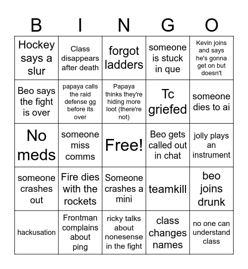Rust Wipe Bingo Card