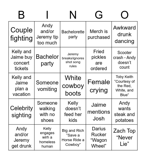 4th of July in Nashville Bingo Card