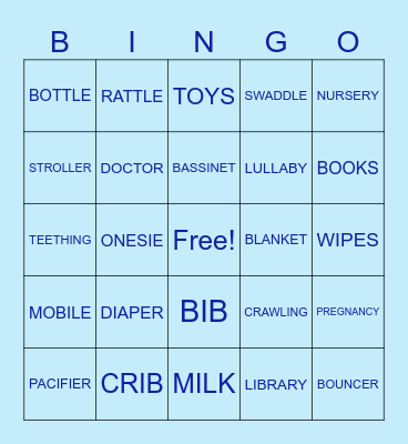 Baby Shower Bingo Card