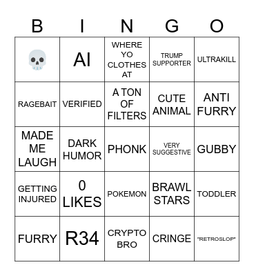 YOUTUBE SHORTS BINGO Card