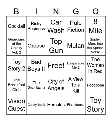 Movie Songs Bingo Card