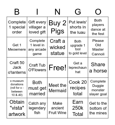 Co-op bingo Card