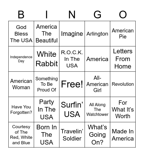 Independence Day Bingo Card