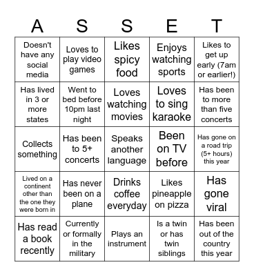 Asset CORP!! Bingo Card