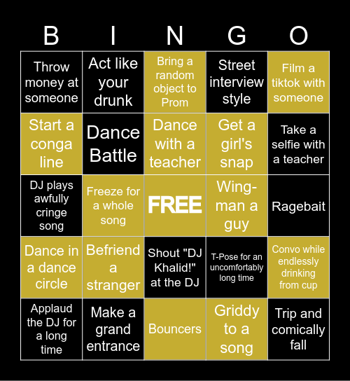 PROM BINGO Card