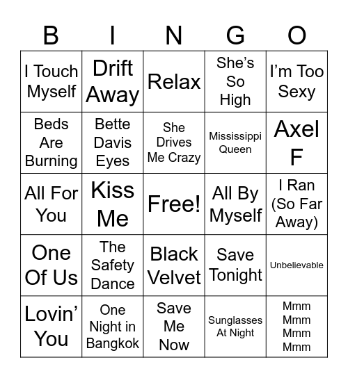 One Hit Wonders Bingo Card