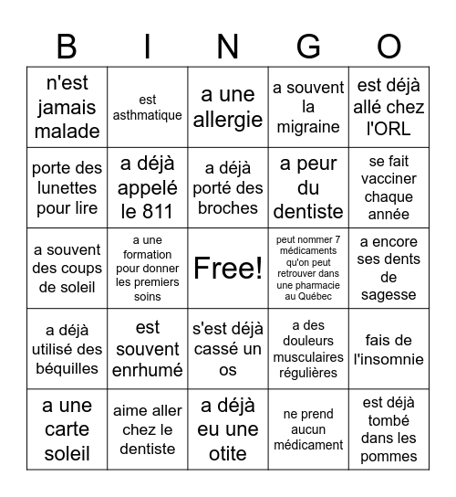 Trouve quelqu'un qui... Bingo Card