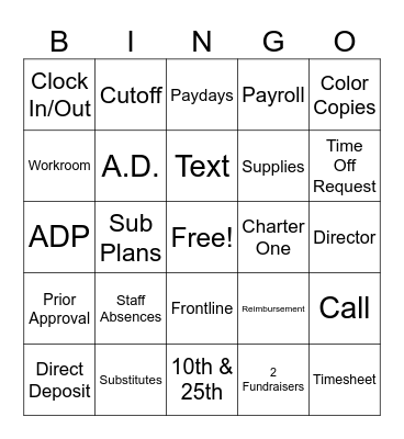 Employee Info Session Bingo Card