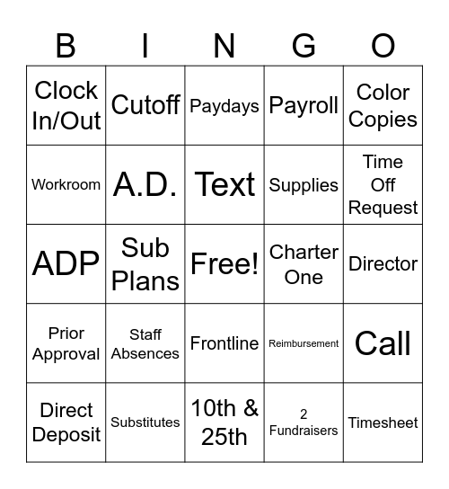 Employee Info Session Bingo Card