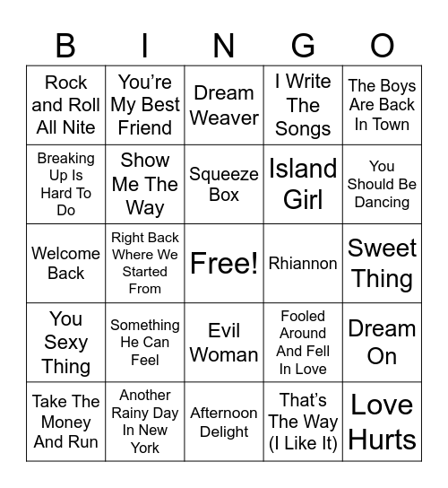 1976 Bingo Card