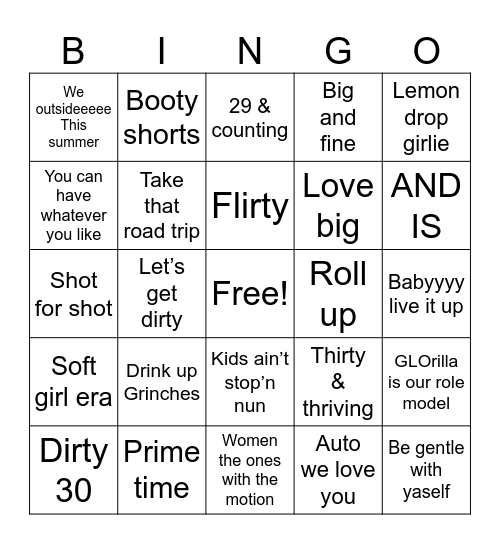 Talk 30 To Me Bingo Card