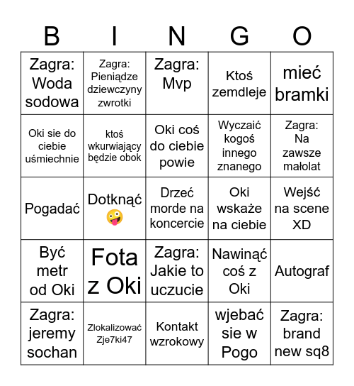 BINGO OKI #WAP Bingo Card