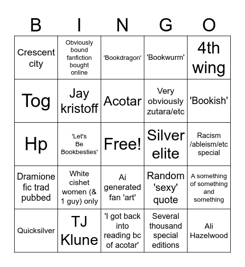 Booktoker shelf bingo Card