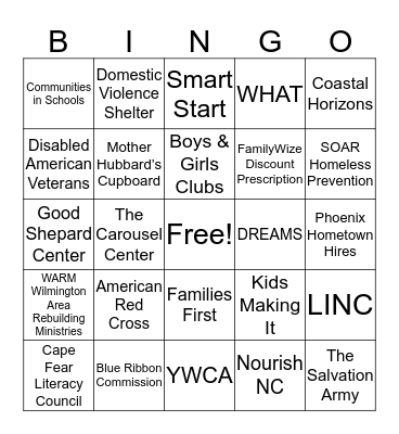 United Way BINGO Card