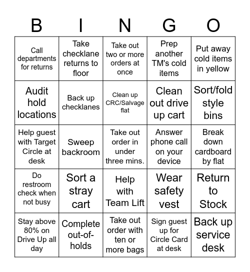 Circle Week - Drive Up Bingo Card