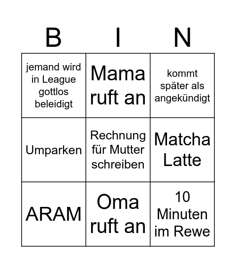 Alina´s Abend Bingo Card