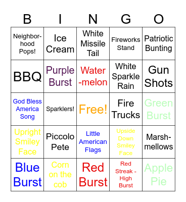 4th of July Bingo Card