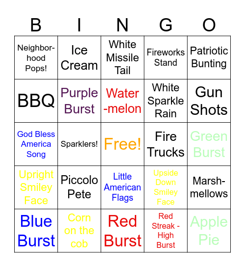 4th of July Bingo Card