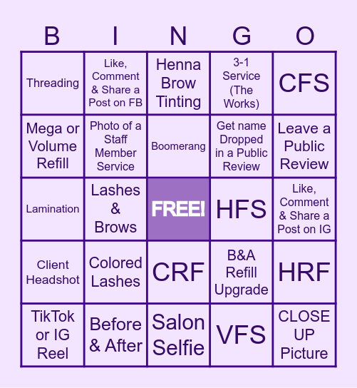 TLL Flemington Social Media BINGO Card