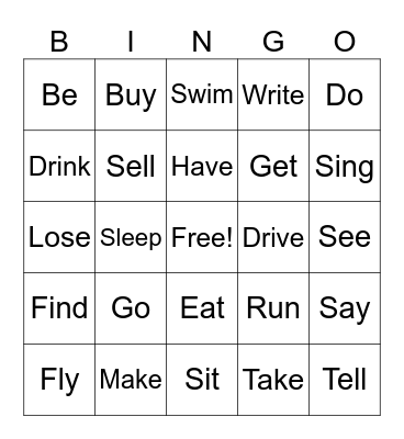 Verbs bingo Card