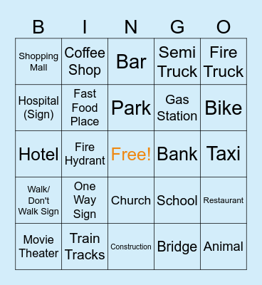 In the City Bingo Card