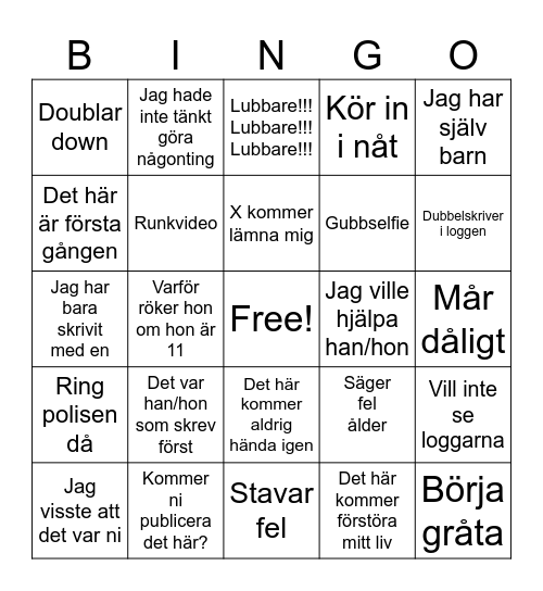 Dumpingo 2 Bingo Card