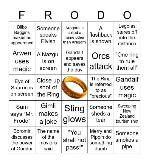 LotR Bingo Card