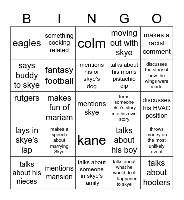 Tom’s July 4th Bingo Card