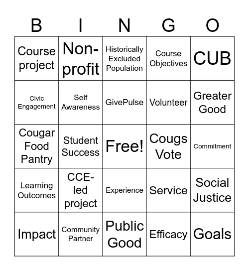 CCE Bingo Card