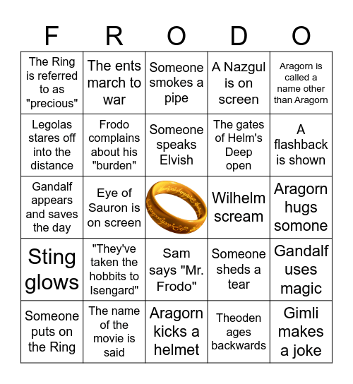 LotR Bingo Card