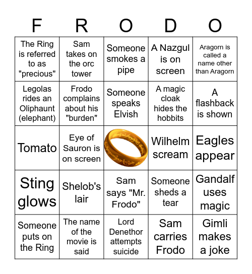 LotR Bingo Card