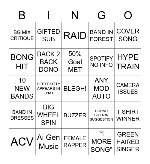 THIRSTY THURSDAY BINGO Card