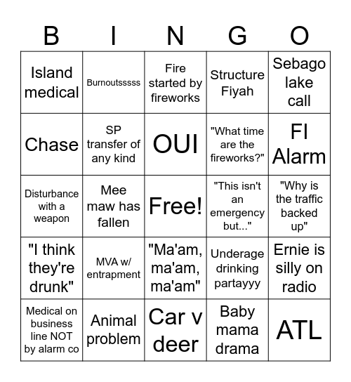 3th of July BINGOOO Bingo Card