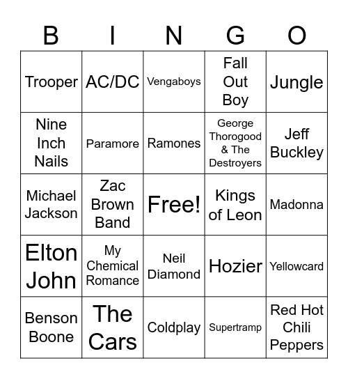 Bingo Game 1 Bingo Card