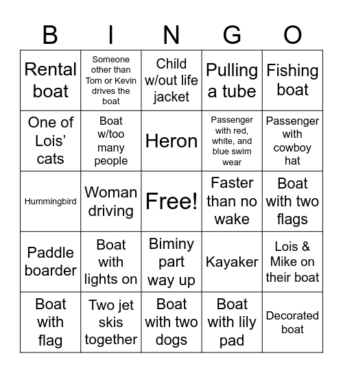 July 4th Bingo Card