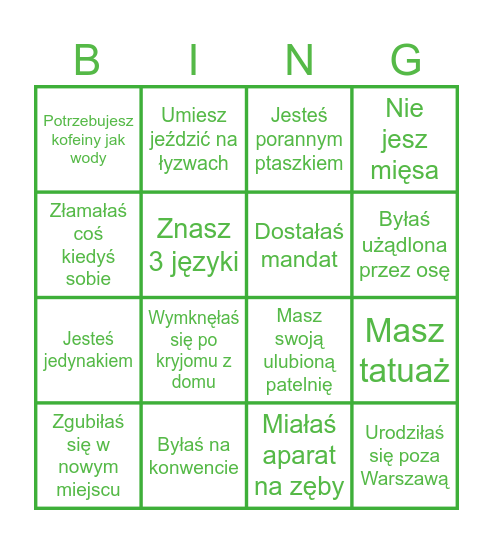 Bingo na Fali Bingo Card