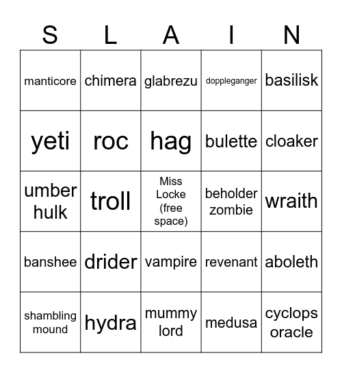 The Captain's Card Bingo Card