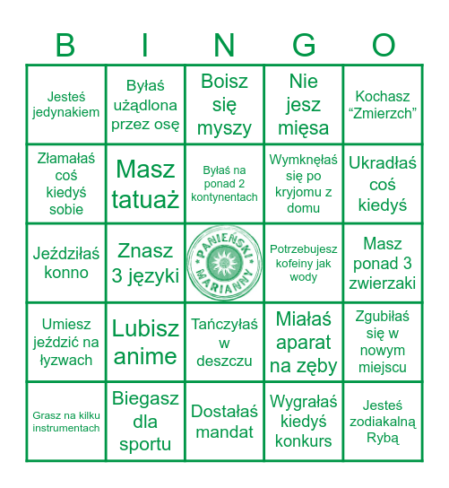 Bingo na Fali Bingo Card