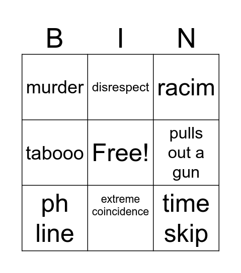 tt bingo Card