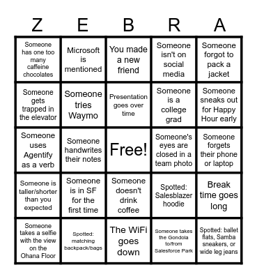 SALES CLOUD ONSITE BINGO Card